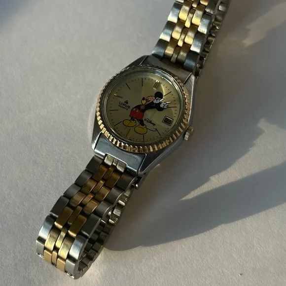 Lorus Vintage Disney Two-Tone Gold and Silver Mickey Mouse Bracelet Watch - Picture 2 of 7